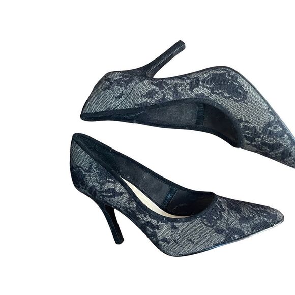 Nine West Women's Flax Dress Pump Heels in Black Floral Lace - Size 6 - Picture 4 of 9
